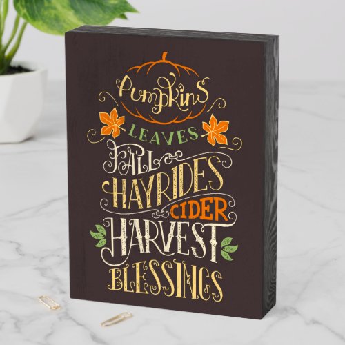 Fall  Harvest Blessings Wooden Box Sign