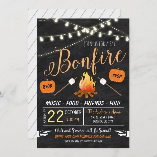 Fall Harvest Bonfire Invitation (Front/Back)