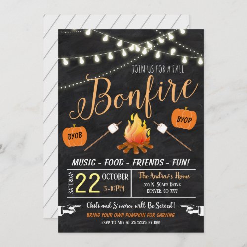 Fall Harvest Bonfire Invitation
