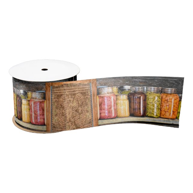 Fall Harvest Canning Jars Preserves Satin Ribbon (Spool)