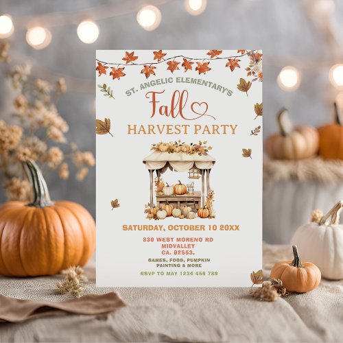 Fall Harvest Celebration Pumpkin for School Invitation