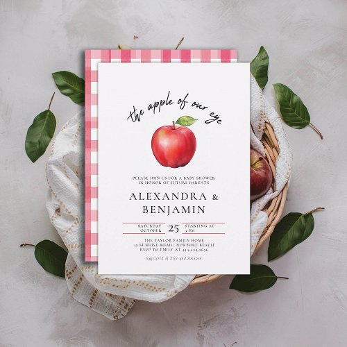 Fall Harvest Coed Rustic Modern Apple Baby Shower Invitation