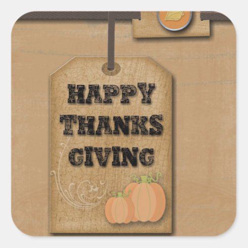 fall harvest country pumpkin thanksgiving square sticker