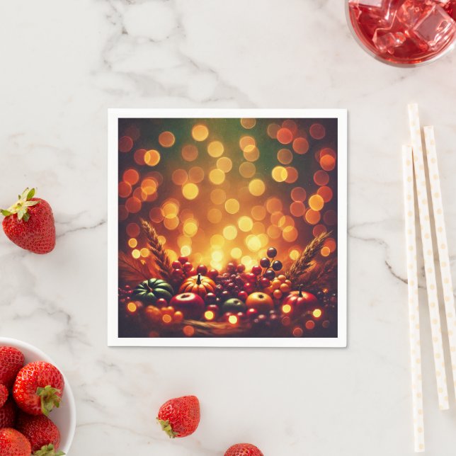 Fall Harvest Festival Fruit Bokeh Effect Decoupage Napkins (Insitu)