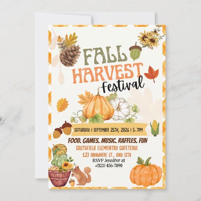 Fall Harvest Festival Invitation Card (Front)