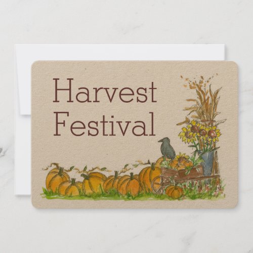 Fall Harvest Festival Invitation Pumpkin Patch Art