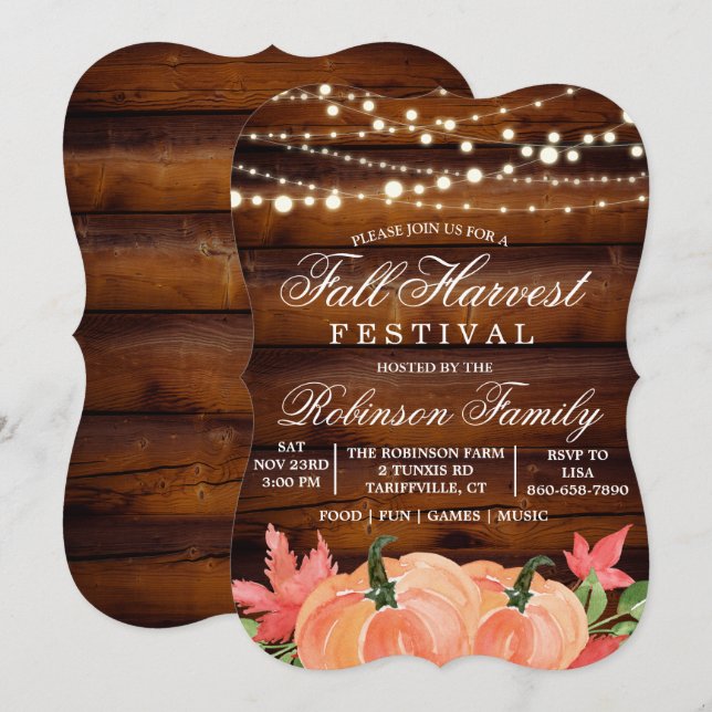 Fall Harvest Festival Pumpkin Invitation (Front/Back)