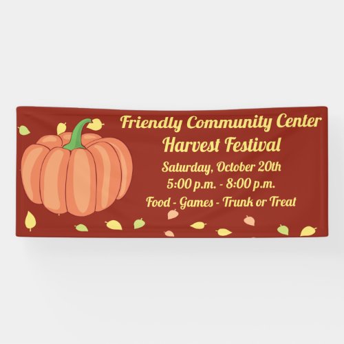 Fall Harvest Festival Pumpkin Trunk or Treat Banner