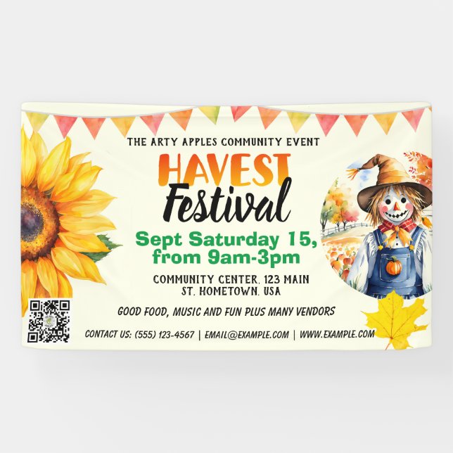 Fall Harvest Festival qr code Banner (Horizontal)