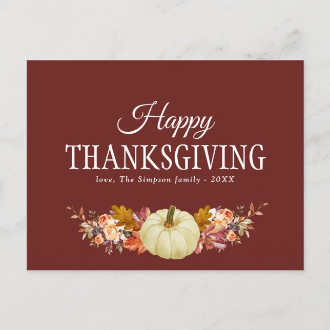 fall harvest foliage happy thanksgiving holiday postcard (Front)