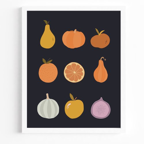 Fall Harvest Fruits And Vegetables Poster