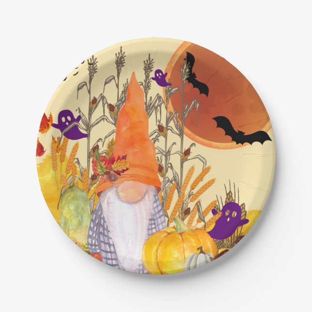 Fall Harvest Gnome Plates (Front)