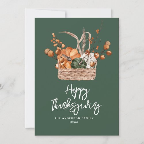 fall harvest green happy thanksgiving holiday card