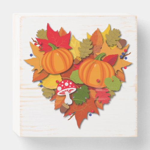 Fall Harvest Heart Wooden Box Sign