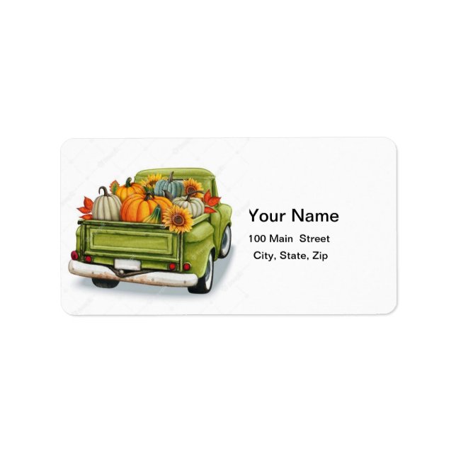 Fall Harvest In a Green Truck    Label (Front)