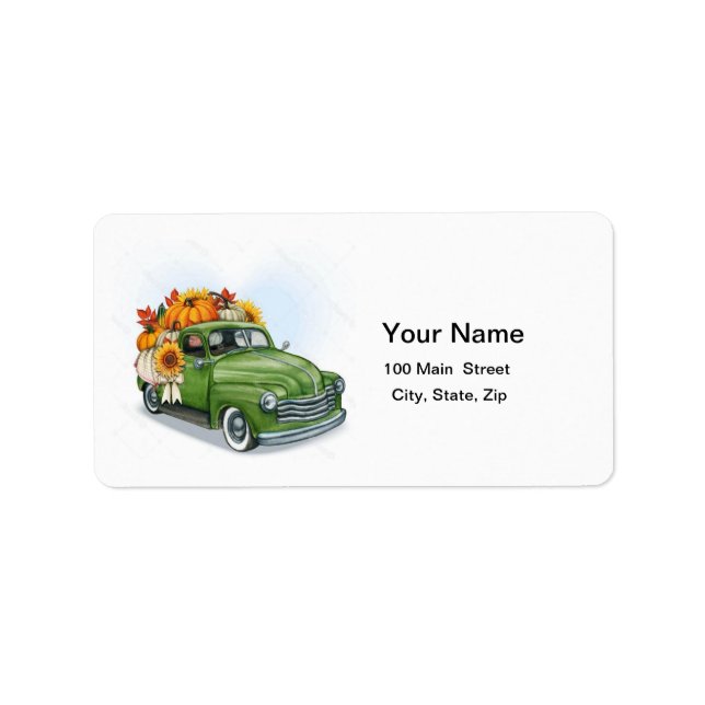 Fall Harvest In a Green Truck    Label (Front)