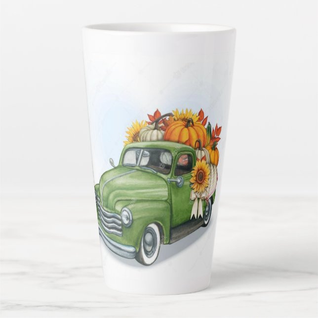 Fall Harvest in a Green Truck     Latte Mug (Front)