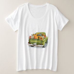 Fall Harvest in a Green Truck Plus Size T-Shirt