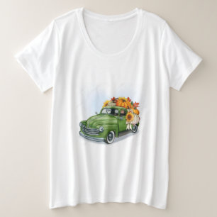 Fall Harvest in a Green Truck Plus Size T-Shirt