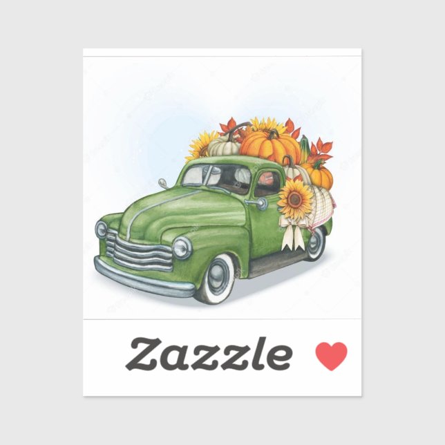 Fall Harvest In a Green Truck   Sticker (Sheet)