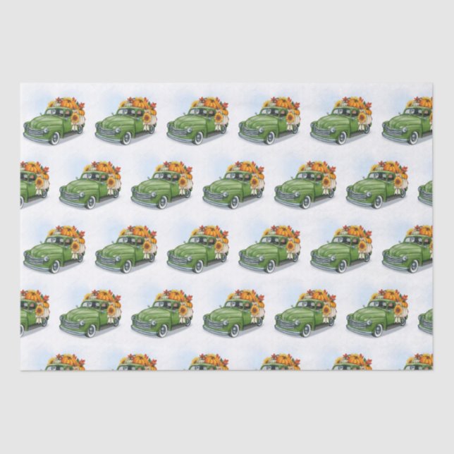 Fall Harvest in a Green Truck   Tissue Paper (Front)