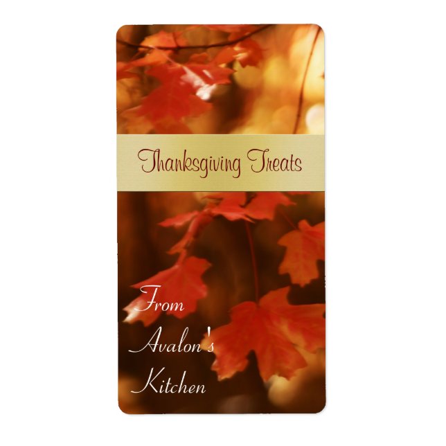 Fall Harvest Leaf Thanksgiving Treats Baking Label (Front)