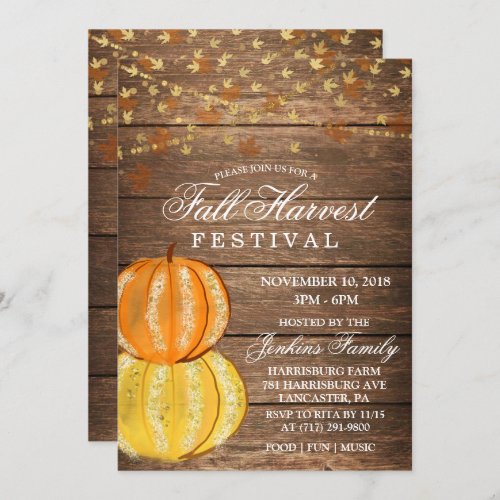 Fall Harvest Leaves Lights Festival Invitation