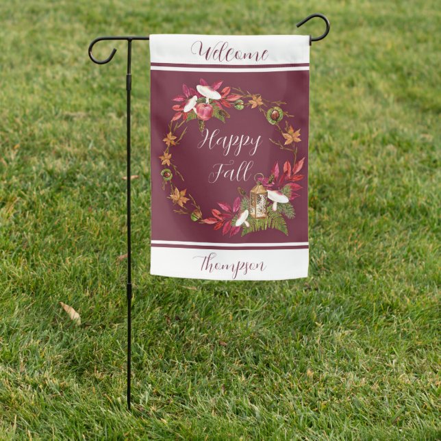 Fall harvest nature with customizable text  garden flag (In SItu)