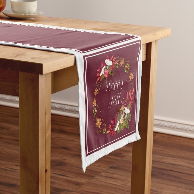 Fall harvest nature with customizable text  short table runner (In Situ)