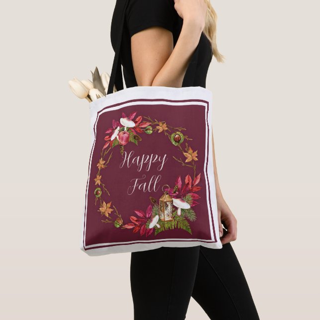 Fall harvest nature with customizable text  tote bag (Close Up)