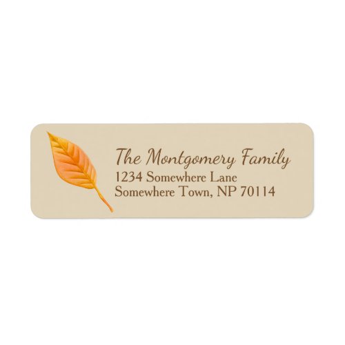Fall Harvest Orange Leaf Family Label