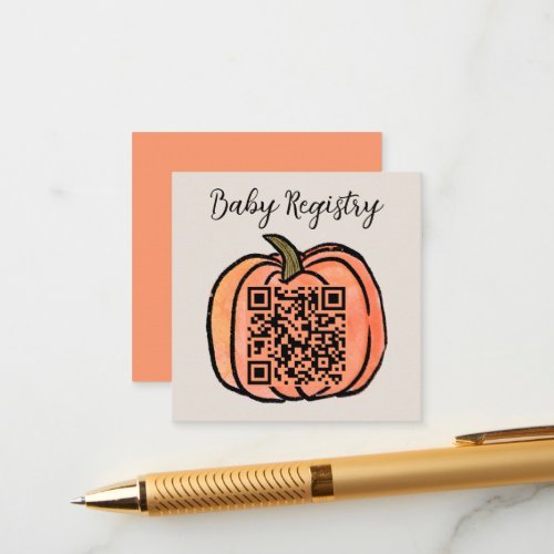 Fall Harvest Orange Pumpkin Baby Shower Registry Enclosure Card