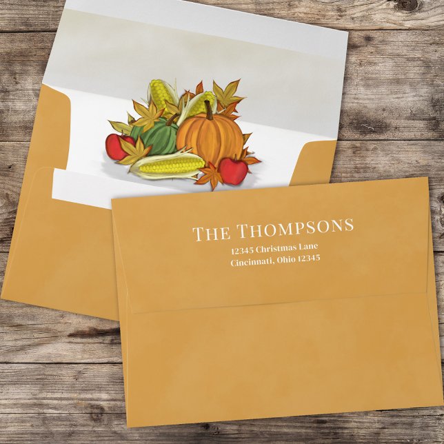 Fall Harvest Orange Pumpkins Custom Envelope (Fall autumn harvest vegetable orange envelope.)