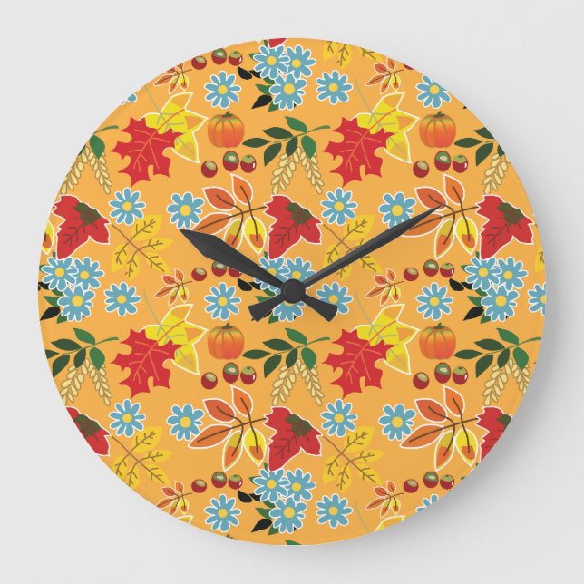 Fall harvest patterns large clock (Front)