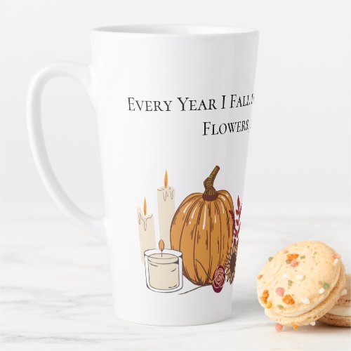 Fall Harvest _ Pumpkin Flowers and Candles  Latte Mug