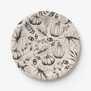 Fall Harvest Pumpkin Paper Plates
