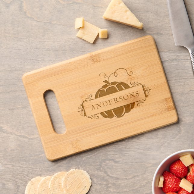 Fall Harvest Pumpkin Personalized Engraved Cutting Board (Cheese)