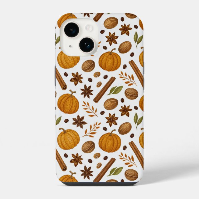 Fall Harvest Spice Cinnamon And Pumpkin Pattern Iphone Case (Back)