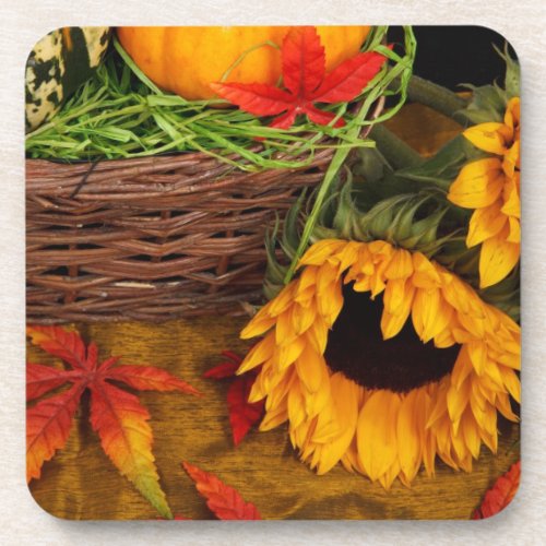 Fall Harvest Sunflowers   Beverage Coaster