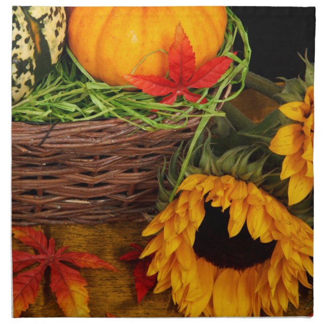 Fall Harvest Sunflowers Cloth Napkin (Front)
