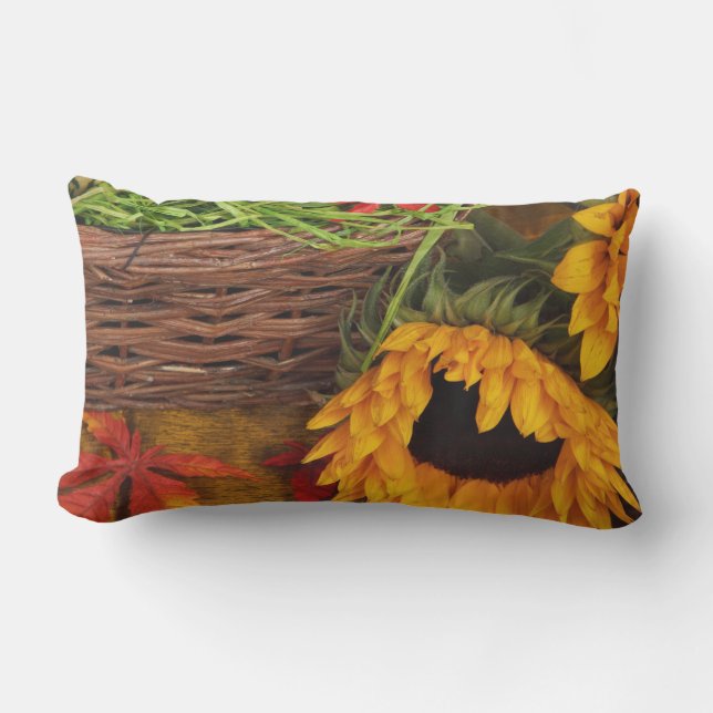 Fall Harvest Sunflowers Outdoor Pillow (Front)