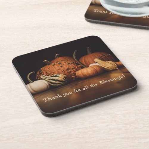 Fall Harvest  Thank You For All The Blessings Beverage Coaster