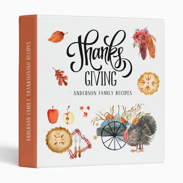 Fall Harvest | Thanksgiving Family Recipe Binder (Front/Spine)