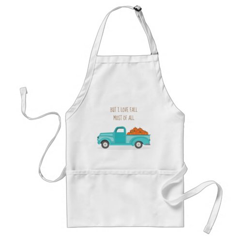 Fall Harvest Vintage Blue Truck Adult Apron