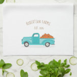 Fall Harvest Vintage Blue Truck Personalized Kitchen Towel at Zazzle
