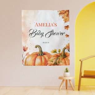 Fall Harvest Watercolor Baby Shower Photo Backdrop