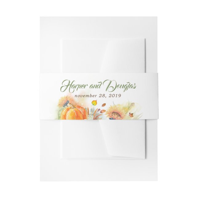 Fall Harvest Wedding Invitation Belly Band (Front Example)