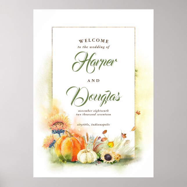 Fall Harvest Wedding Welcome Sign (Front)