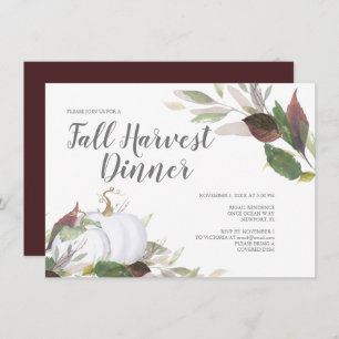 Fall Harvest White Pumpkin Friendsgiving Invite