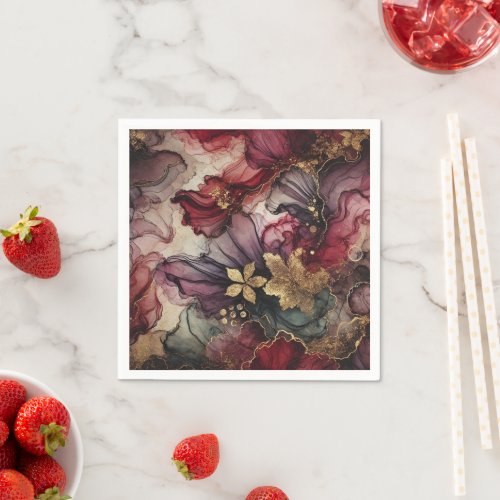 Fall Harvest Wine Alcohol Ink Decoupage Paper Napkins